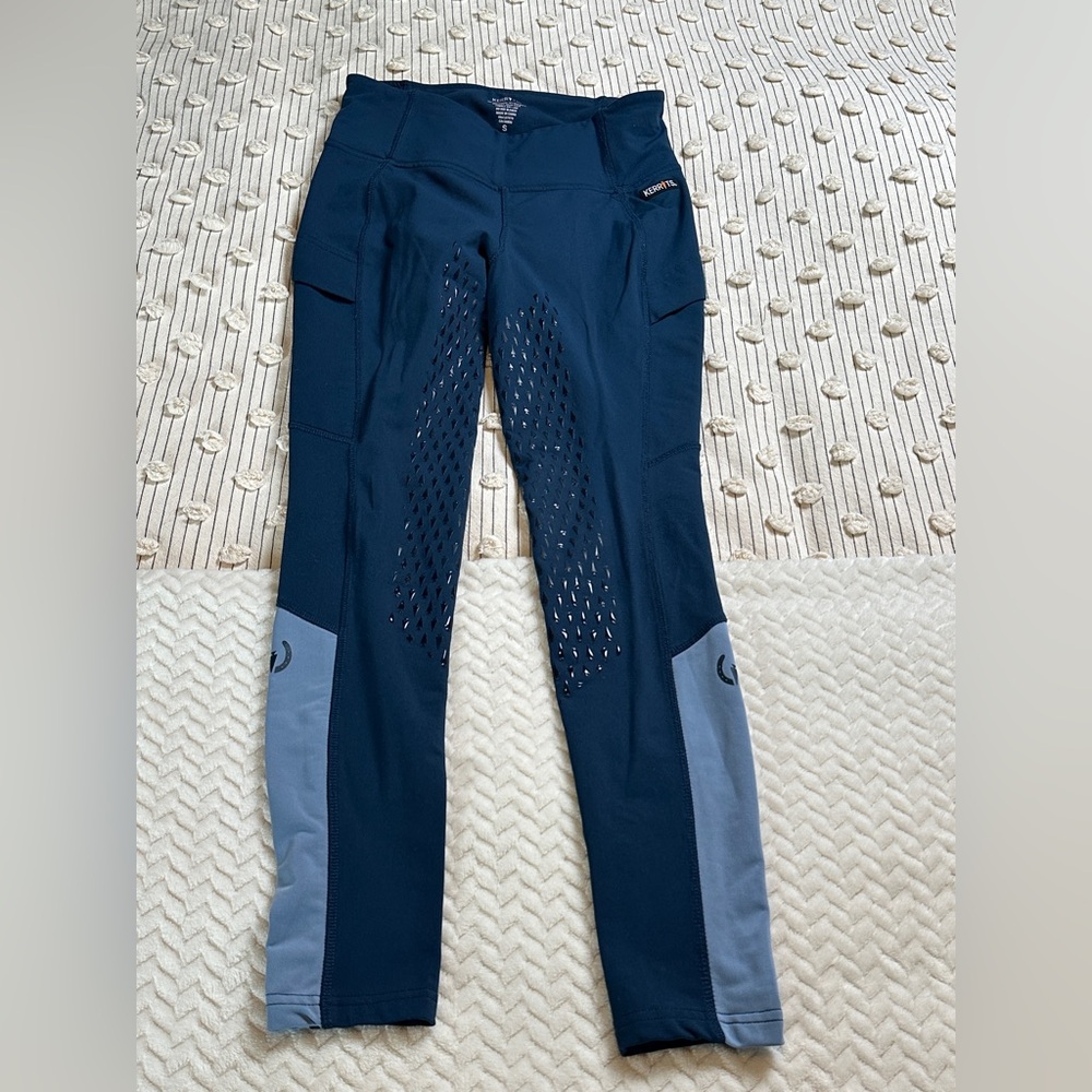 Girls KERRITS Riding Pants Size Large Blue Silicone Full Leg